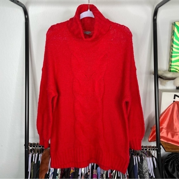 Aerie Red Cableknit Turtleneck Sweater - Picture 1 of 5